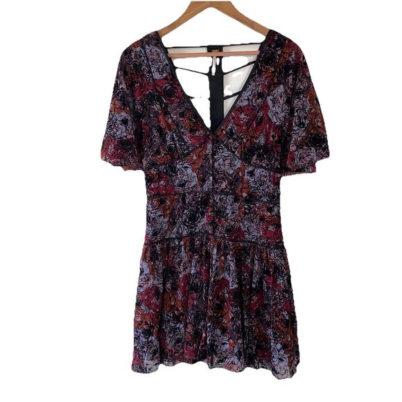 Free People Perfect Dream Mini Dress SZ 6 Velvet Burnout Whimsigoth Couquette - Picture 1 of 11